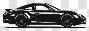 Porsche Silhouette - Silhouette Of A Sleek Black Sports Car Transparent PNG