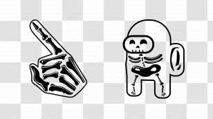 Skeleton Among Us - Skeleton Hand And Astronaut Illustration Transparent PNG
