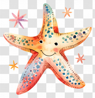 Starfish - Happy Watercolor Starfish Transparent PNG