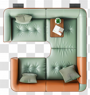 Sofa Top View - L-shaped Sofa With Cushions And Coffee Table Transparent PNG