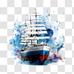 World Maritime Day - Watercolor Sailing Ship Transparent PNG