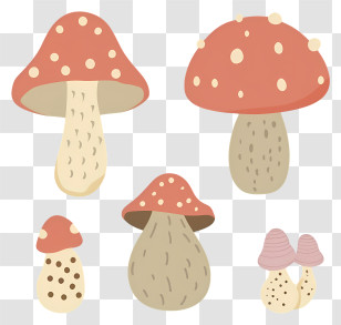 Mushrooms - Whimsical Cartoon Mushroom Collection Transparent PNG