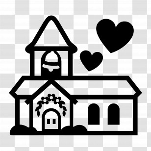 Wedding Emoji - Wedding Chapel With Hearts Transparent PNG