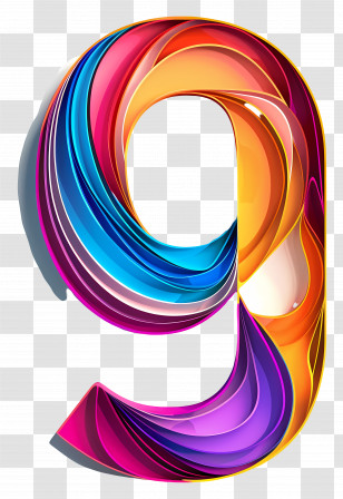 Number 9 - Vibrant Swirling Colorful Number 9 Transparent PNG