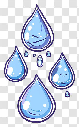 Water Drops - Cute Cartoon Style Water Drops Transparent PNG