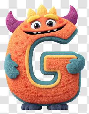 Cute Monster Alphabet G - Furry Letter G Monster Transparent PNG