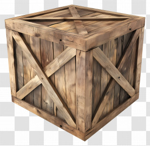 Cargo Wooden Box - Realistic 3D Render Of Wooden Crate Transparent PNG