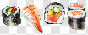 Watercolor Sushi - Watercolor Illustration Of Sushi Variety Transparent PNG