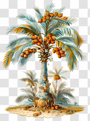 Palm Tree - Coconut Palm Tree Tropical Illustration Transparent PNG