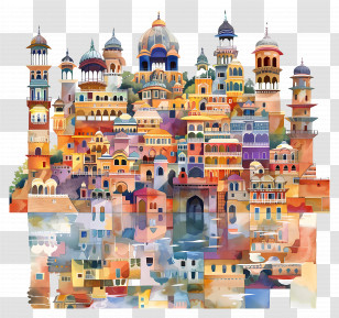 City Palace - Vibrant Colorful Cityscape Transparent PNG