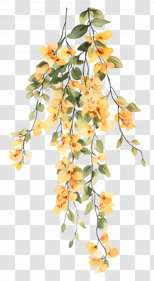Cassia Flowers - Yellow Flower Branch Transparent PNG