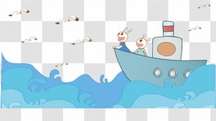 Cartoon Animation Illustration - Text - Waves Ship Crane Creative Transparent PNG