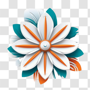 Indian Flag
 - Paper Flower With White Petals And Orange Center Transparent PNG