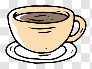 Hot Chocolate - Hand-Drawn Coffee Cup With Saucer Transparent PNG