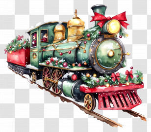Christmas Train - Decorated Christmas Train Transparent PNG