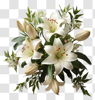 Easter Lily - Elegant White Lily Flower Bouquet Illustration Transparent PNG