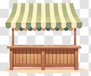 Wooden Market Stall - Striped Market Stall For Outdoor Markets Transparent PNG