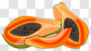 Papaya - Sliced Papaya With Seeds Transparent PNG