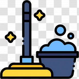 Cleaning Mop - Illustration Of Mop And Cleaning Bucket Transparent PNG