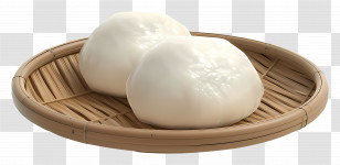 African Food - Steamed White Buns On A Bamboo Plate Transparent PNG