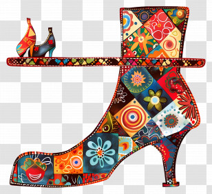 Shoe Rack - Colorful Patchwork Boot Transparent PNG