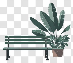Garden Bench - Park Bench With Green Plants Illustration Transparent PNG