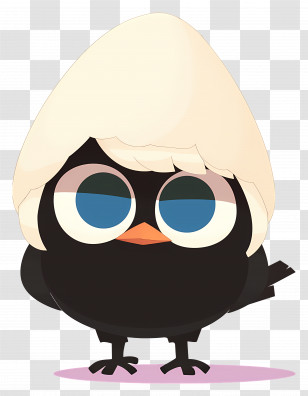 Calimero - Black Bird With Eggshell Hat Transparent PNG