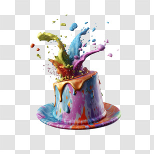 Magic Hat - Colorful Hat With Paint Splashes Transparent PNG