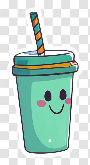 Cartoon - Cartoon Smiling Drink Cup With Straw Transparent PNG