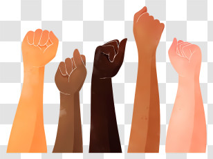 Hand Gestures - Diverse Raised Fists Illustration For Solidarity Transparent PNG
