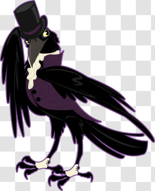 Raven - Cartoon Crow In Top Hat Transparent PNG