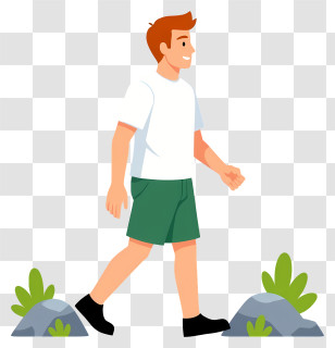 Man Doing Hiking - Casual Boy Walking Outdoors Transparent PNG