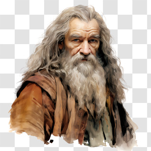 Hobbit Day - Old Man With Beard And Long Hair Transparent PNG