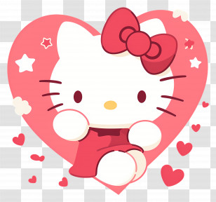 Hello Kitty - Hello Kitty With Heart Illustration Transparent PNG