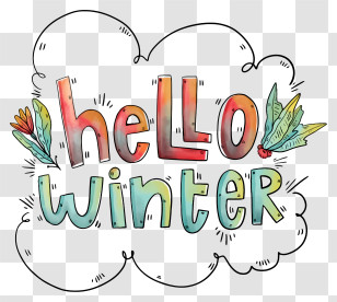 Hand Drawn Image - Hello Winter Text Transparent PNG