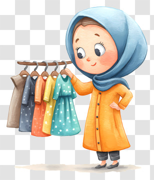 Muslim Woman Choosing Dress - Hijab Woman Shopping Clothes Transparent PNG
