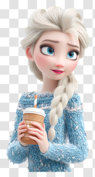 Elsa Frozen - Animated Girl With Drink Transparent PNG
