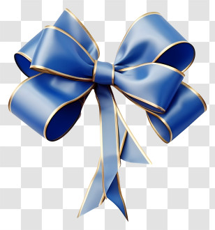 Blue Ribbon - Blue Ribbon Bow With Golden Trim Transparent PNG