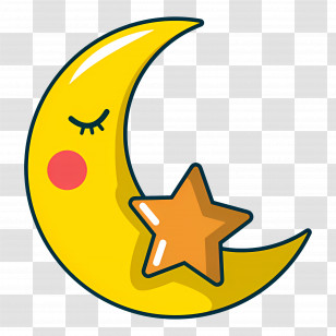 Cartoon Moon - Crescent Moon And Star Illustration Transparent PNG