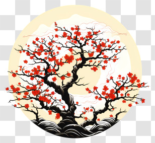 March Equinox - Cherry Blossom Tree In Traditional Artistic Style Transparent PNG