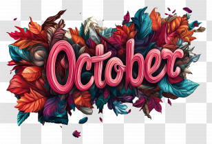 October - October Seasonal Leaves Illustration For Autumn Theme Transparent PNG