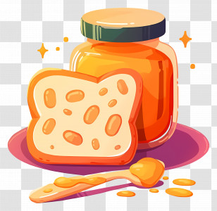 Peanut Butter - Breakfast Illustration With Jam And Bread Transparent PNG