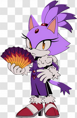 Blaze The Cat - Purple Cat With Fan Transparent PNG