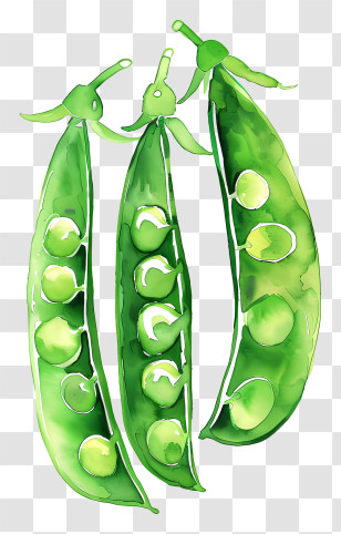Peas - Watercolor Green Pea Pods Illustration Transparent PNG