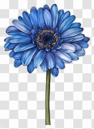 Blue Gerbera - Blue Flower Botanical Illustration Transparent PNG