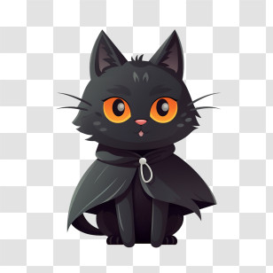 Halloween
 - Black Cat In A Cloak Transparent PNG