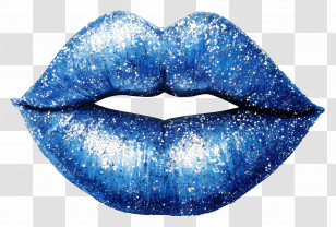 Glitter Kiss - Blue Glitter Lips Artwork Transparent PNG