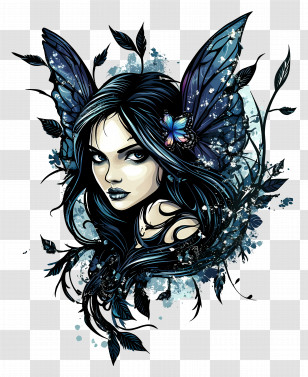 Dark Fairy - Blue Fairy With Butterfly Wings Transparent PNG