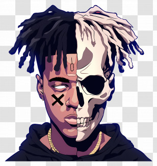 Xxxtentacion - Half Skull Face Art Transparent PNG