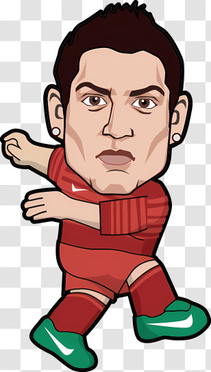 Cristiano Ronaldo - Cartoon Soccer Player In Red Uniform Transparent PNG
